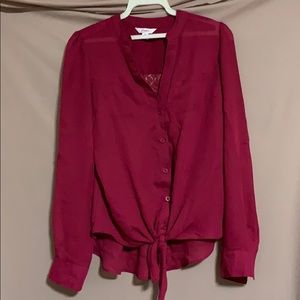 Magenta Blouse with Lace Back